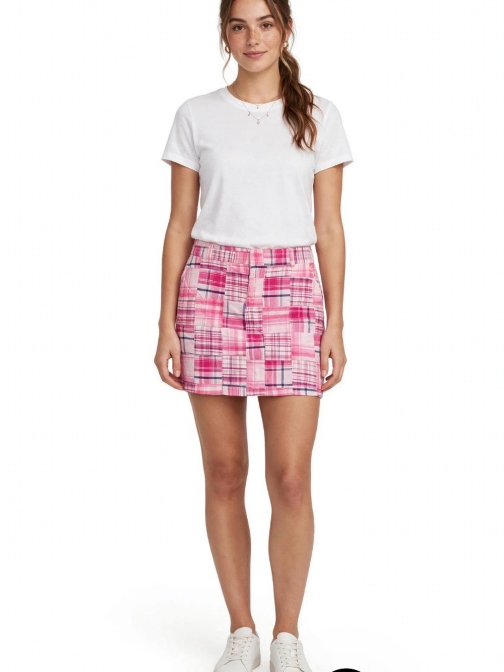 Telluride Clothing Co Pink Patchwork Madras Plaid Mini Skirt Size 6